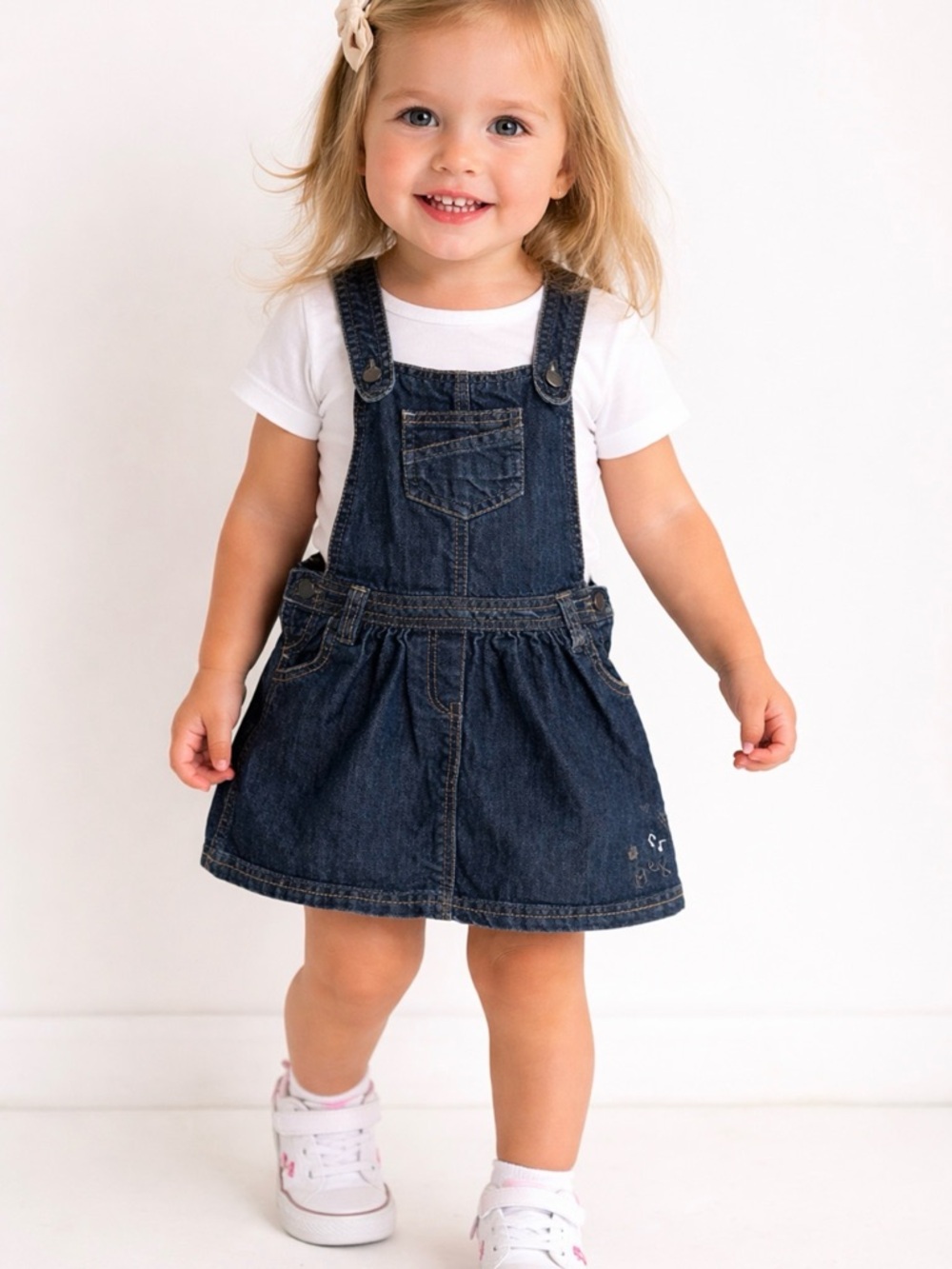 Mexx Dark Blue Denim Pinafore Dress for Kids